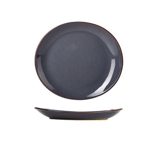 Terra Stoneware Rustic Blue Oval Plate 21 x 19cm - Pack Of 6
