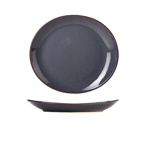 Terra Stoneware Rustic Blue Oval Plate 25 x 22cm - Pack Of 6