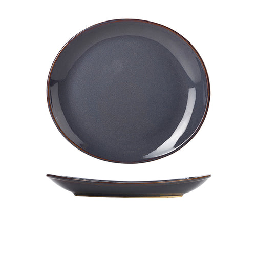 Terra Stoneware Rustic Blue Oval Plate 29.5 x 26cm - Pack Of 6
