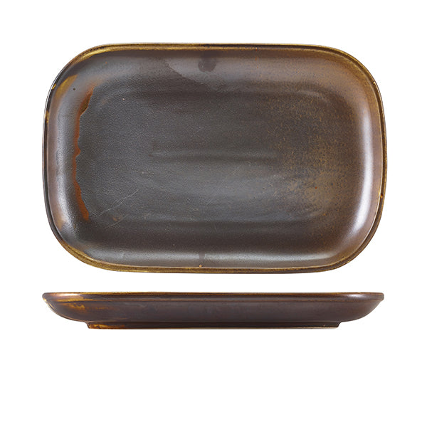 Terra Porcelain Rustic Copper Rectangular Plate 29 x 19.5cm - Pack Of 6